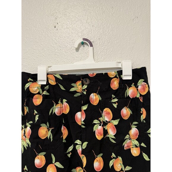 Anthropologie Maeve Women's The Colette Wide Leg Crop Pants Black Peach Size 31 - Picture 5 of 9